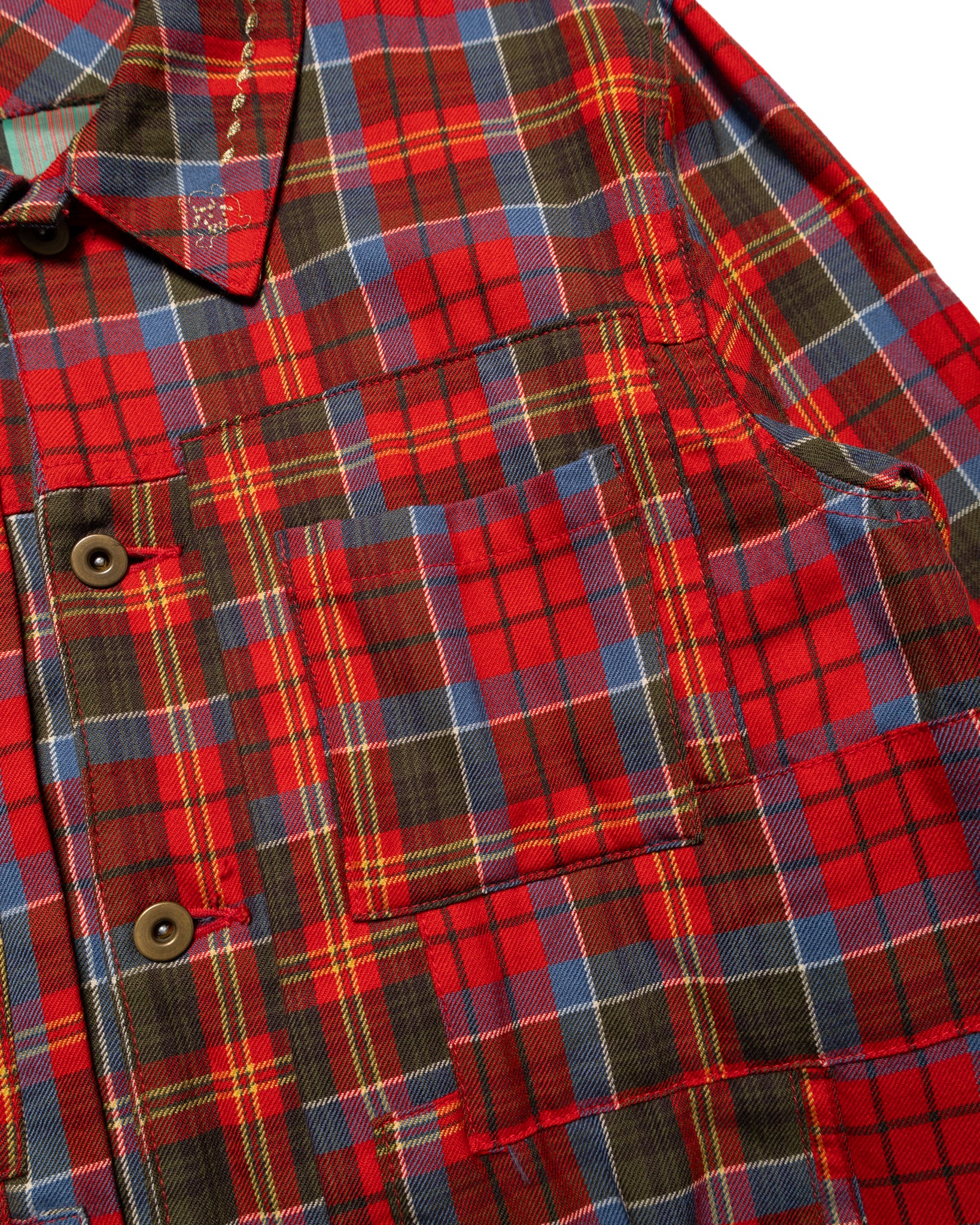 AW2004 Embroidered Patchwork Plaid Jacket (M-L)