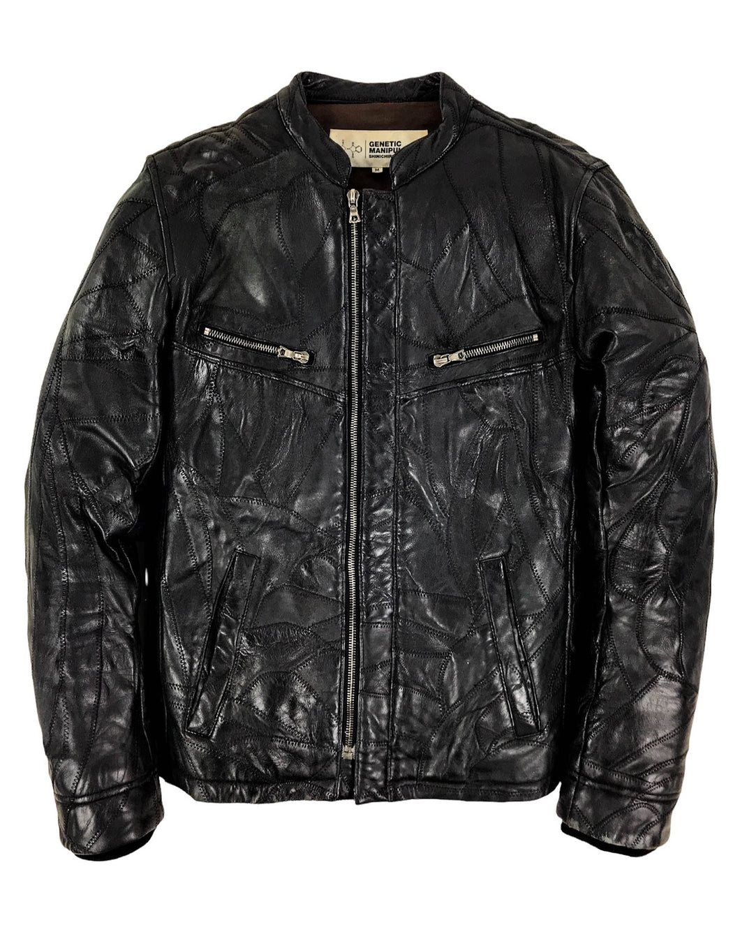 90’s GENETIC MANIPULATION Patchwork Sheepskin Leather Jacket (M)