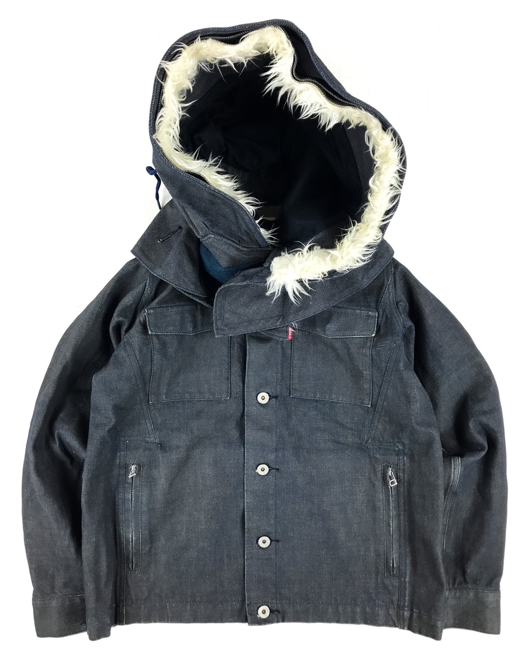 BRAITONE (AW2006) Waxed Selvedge Denim Jacket w/ Removable Oversized Hood (S-M)