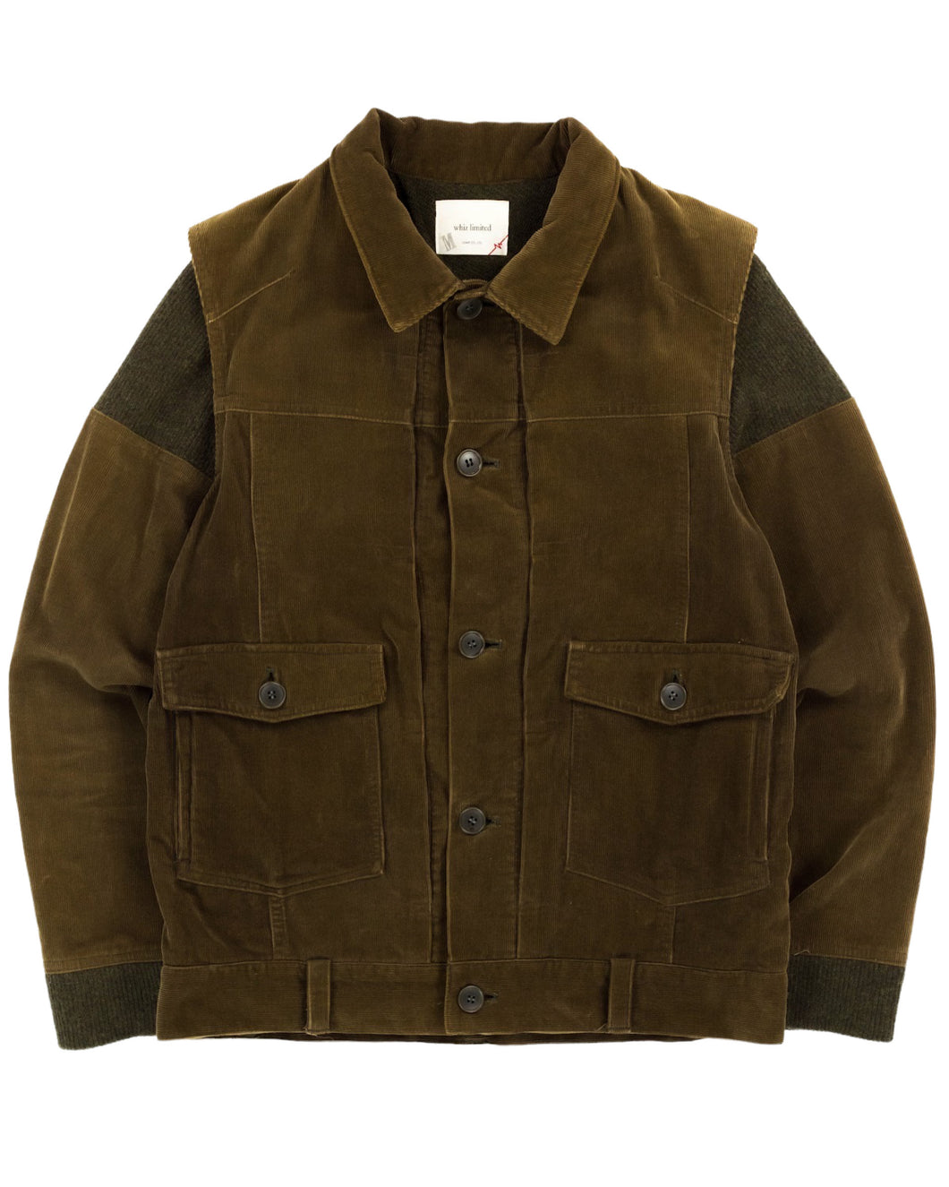 WHIZ Pleated Corduroy Truck Jacket w/ Articulated Knit Shoulders (AW 2003)(S-Slim M)